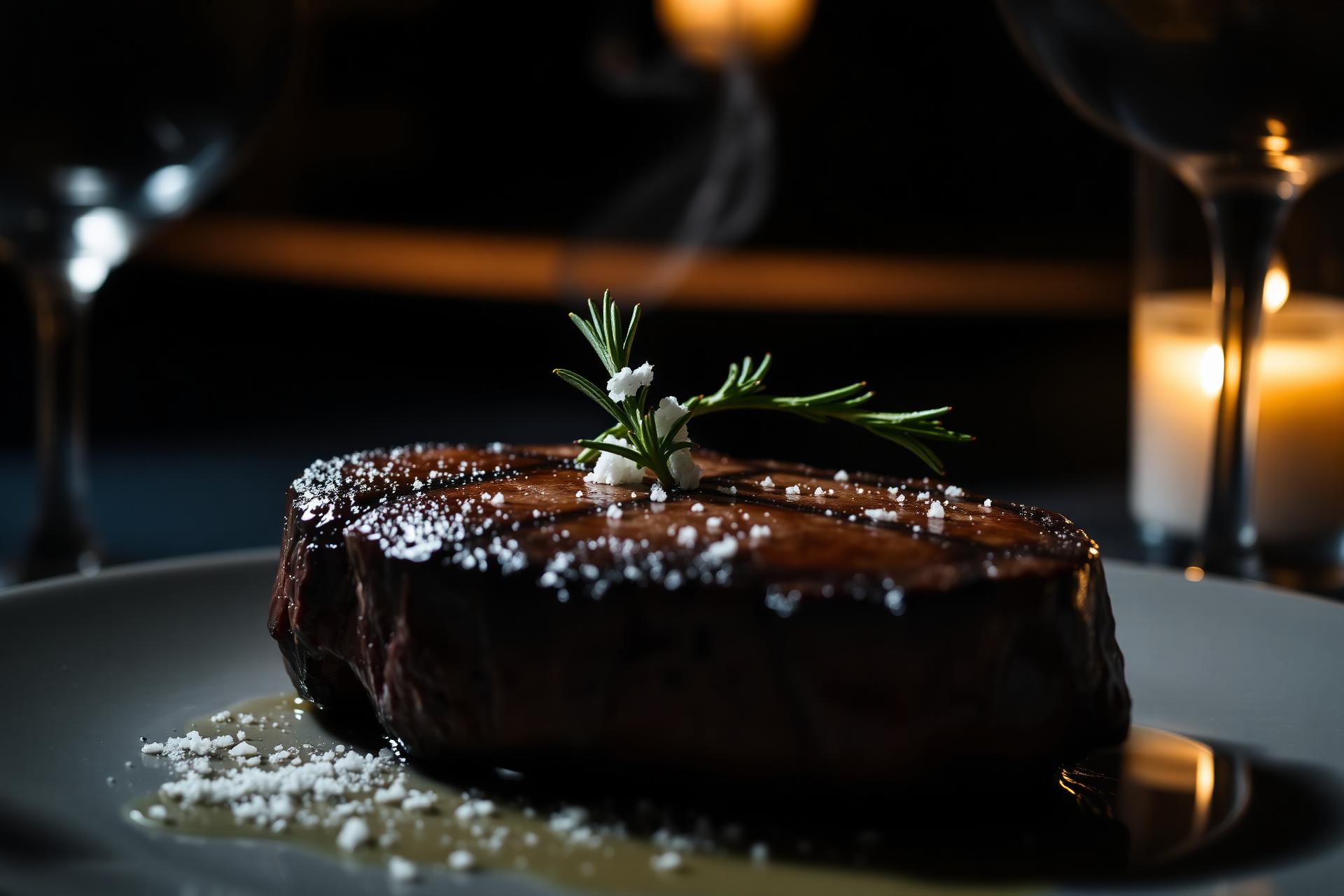 Bone-in ribeye seared in candlelight